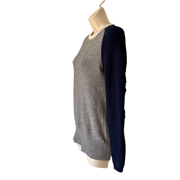 Ann Mashburn Size S Cashmere Sweater Womens  Blue Gray Cream Crew Neck Pullover - Picture 3 of 10